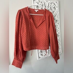 Topshop Eyelet Cropped Shirt